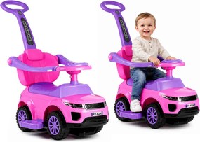 LEAN CARS Jazdítko s tlačnou rukoväťou 614W, ružové