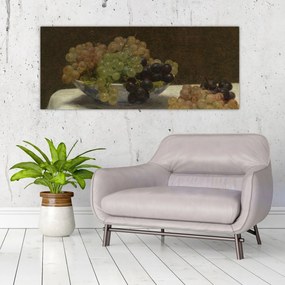 Obraz - Henri Fantin-Latour, Still Life with Grapes and a Carnation, reprodukcia (120x50 cm)