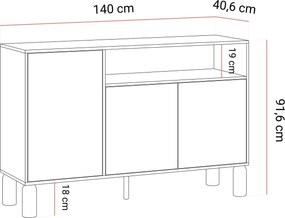 Dizajnová komoda CAJA dub bookmatch 140 cm