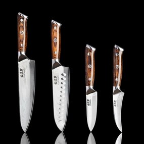 Gudaro - Damaškový Santoku kuchynský nôž FENG 7,5", 67 vrstiev ocele, dĺžka 18 cm