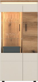 XXXLutz VITRÍNA, farba duba, kašmírová, 75/160,5/35,6 cm Hom`in - Sklenené vitríny - 001803087009