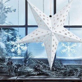 Svietiaca LED papierová hviezda LUMINA I 60 cm biela