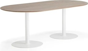 Stôl METRIC, ovál, 2000x1000x720 mm, biela/orech