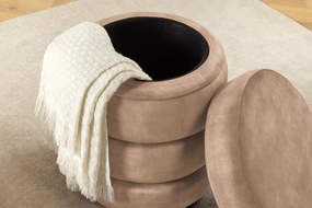 Taburetka VOQUE 50cm zamatové šampanské s úložným priestorom
