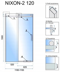 Rea - NIXON posuvné sprchové dvere, pravé, chróm, 120 x 190 cm, REA-K5003