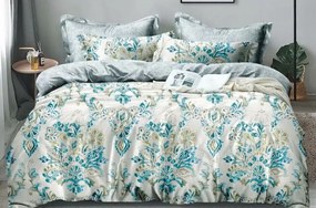 DomTextilu Biele posteľné obliečky s ornmentmi v zelených odtieňoch 3 časti: 1ks 160 cmx200 + 2ks 70 cmx80 Zelená 38143-179895