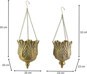 Sada 2 ks závěsných květináčů MARINA II zlatá