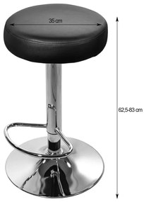 ROJST Barová stolička - ekokoža čierna / chrómová základňa