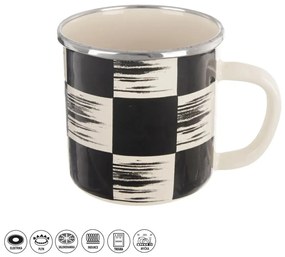 Hrnček smalt ŠACHOVNICA Lem 0,41 l, pr. 8,8 cm