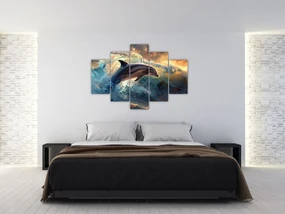 Obraz - Delfín, ilustrácie (150x105 cm)