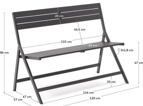 Čierna kovová záhradná lavica Torreta – Kave Home