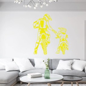 Veselá Stena Samolepka na stenu na stenu Motokros otec a syn Farba: žlutá, Veľkosť: 100 x 87 cm