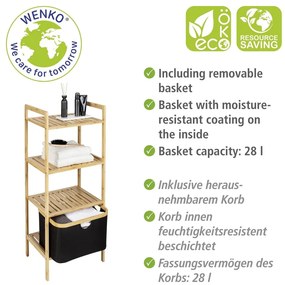 Čierny/prírodný bambusový kúpeľňový regál 44x93,5 cm Ecori - Wenko