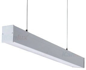 KANLUX Závesné osvetlenie pre LED trubice T8 AMADEUS, 1xG13, 36W, 124x150x6cm, strieborné, mikroprizmatický