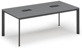Rokovací stôl PRIMO INVITATION, 200x100 cm, grafit + 2x stolná zásuvka TYP VI, čierna