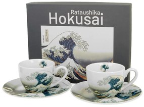 Duo Porcelánová šálka s podšálkou Hokusai The Great Wave 90 ml sada 2ks
