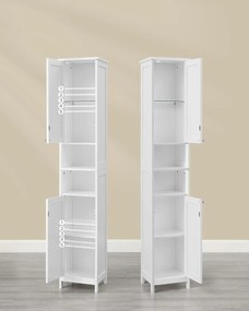 Kúpeľňová skrinka s osvetlením, vysoká, 30 x 30 x 170 cm, biela