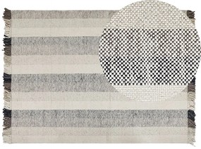 Vlnený koberec 140 x 200 cm krémová biela/hnedá/čierna EMIRLER Beliani