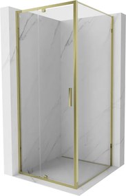 Mexen Exo, výklopný sprchový kút 95 x 95 cm, číre sklo, zlatá, 819-095-095-50-00
