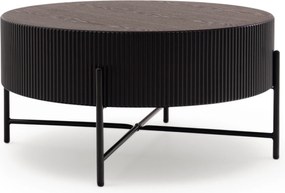 Kávový stolík Corbi 80 cm do obývačky - tmavý orech / čierny mat