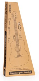 EcoToys Veľká drevená detská gitara - 6 strún, svetlá hnedá