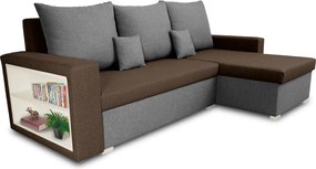 Rohová sedacia súprava s funkciou spania SAMI Cappuccino/sivá