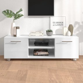 TV stolík lesklý biely 110x40x35 cm spracované drevo