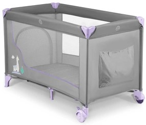 Ricokids Cestovná postieľka + matrac + taška 125 x 65 x 78 cm RK-240 sivá levanduľová