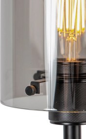 Dizajnová stojaca lampa čierna s dymovým sklom - Dome