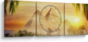 Obraz - Pyramídy (s hodinami) (90x30 cm)