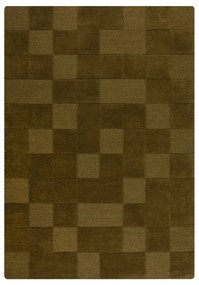 Kaki ručne tkaný vlnený koberec 120x170 cm Checkerboard – Flair Rugs