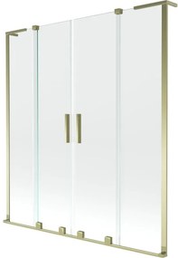 Mexen Velar L Duo, 2-krídlová posuvná vaňová zástena 150 x 150 cm, 8mm číre sklo, zlatá lesklá, 896-150-003-02-50