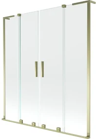 Mexen Velar L Duo, 2-krídlová posuvná vaňová zástena 150 x 150 cm, 8mm číre sklo, zlatá lesklá, 896-150-003-02-50
