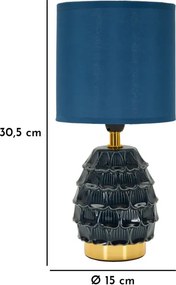 Stolná lampa Pigny 30,5 cm modrá