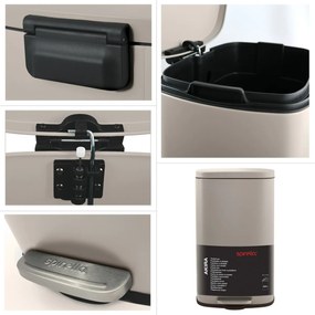 Spirella Pedálový odpadkový kôš soft-close Akira 30 l, matná sivohnedá, 30 l