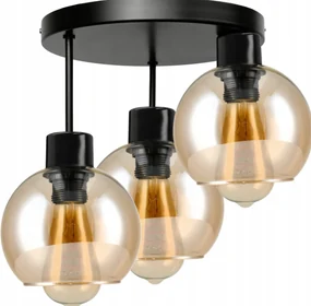 BERGE Sklenená LED stropná lampa 3xE27 - jantárová farba