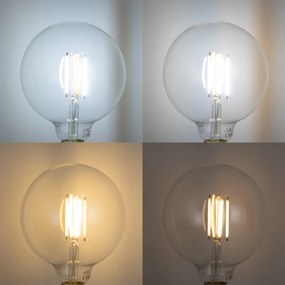 Stmievateľná LED žiarovka E27 G125 číra 7W 806lm 2700-6500K