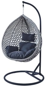 Svetlosivé závesné kreslo TROPIKAL s čiernym stojanom