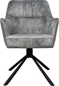 Otočná jedálenská stolička Axel, stredne šedá zamatová látka/tkanina