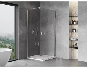 Mexen Mist-B Duo, 2-krídlový výklopný sprchový kút 80 x 80 cm, číre sklo, chrómový profil, 8A2-080-080-01-00