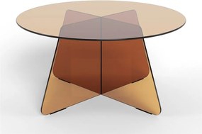 Hnedý sklenený okrúhly konferenčný stolík ø 80 cm Samos – Actona