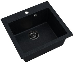 Sink Quality Ferrum 50, kuchynský granitový drez 490x450x195 mm + čierny sifón, brocade, SKQ-FER.B.1K50.XB