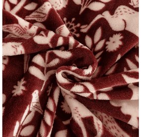 Mikroplyšová deka FOREST ANIMALS, vínová Rozmer: 150 x 200 cm