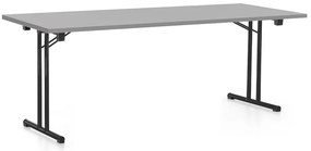 Skladací stôl 200 x 80 cm, čierna podnož, svetlo sivá