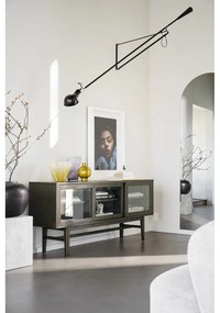 Hnedá vitrína v dekore duba s posuvnými dverami 170x75 cm Hazelton – Rowico