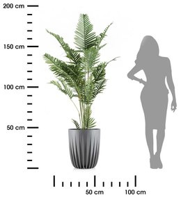 PLASTOVÝ KVETINÁČ STRIPPED 39X46 CM SIVÁ