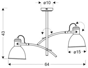 Závesný luster na tyči ZUMBA 2xE27/60W/230V biela/čierna