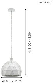 Eglo 97854 - Luster na lanku ROCCAFORTE 1xE27/60W/230V