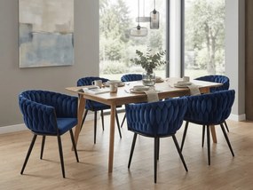 Zamatové jedálenské kreslo ORION VELVET s čiernymi nohami, tmavomodré