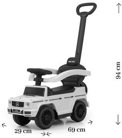 Milly Mally Odrážadlo s vodiacou tyčou Mercedes G350d biela, 94 x 40 x 86,5 cm